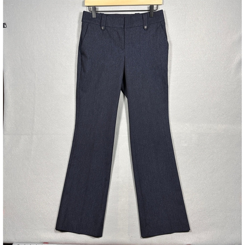 Loft Julie Trouser Pants Womens 0 Navy Blue Textured Stretch Dress Pants Office